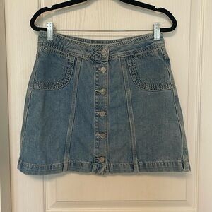 Topshop denim button up mini skirt, W28